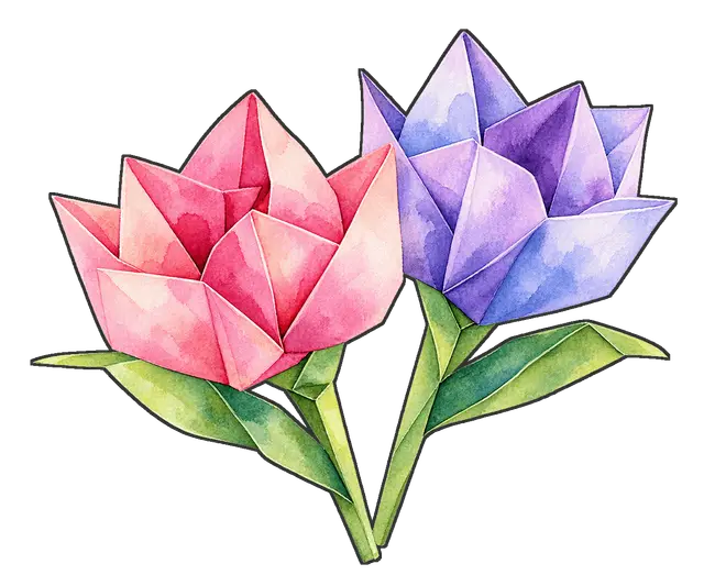 折り紙の花の枠付き版