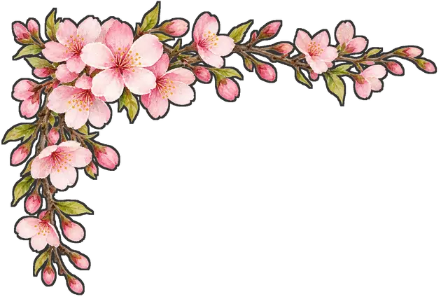 桜の角飾りの枠付き版