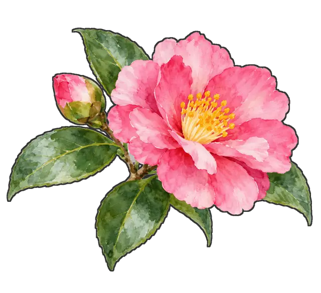 山茶花の枠付き版