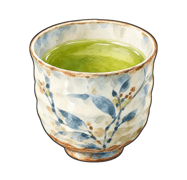 湯のみとお茶の枠付き版