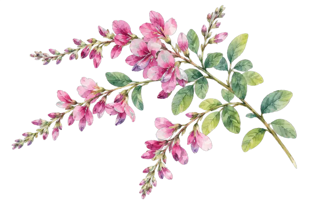 水彩の萩の花