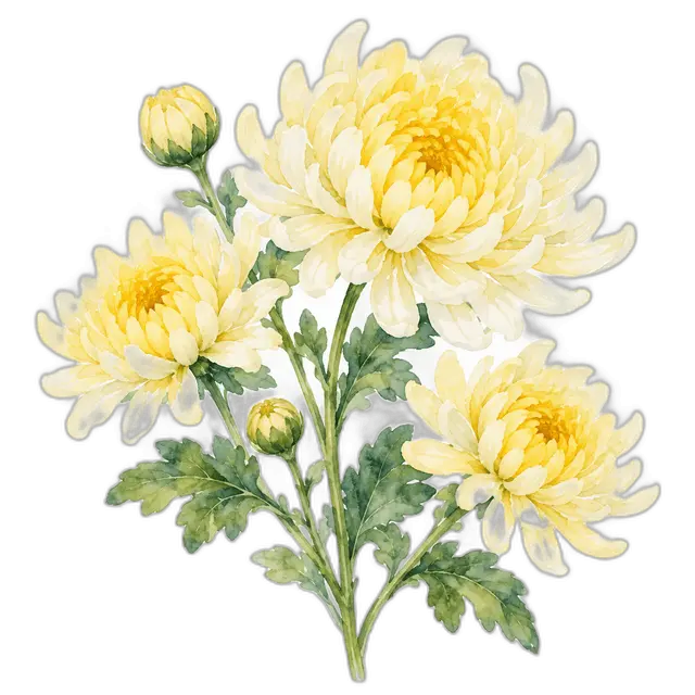 水彩の菊の花