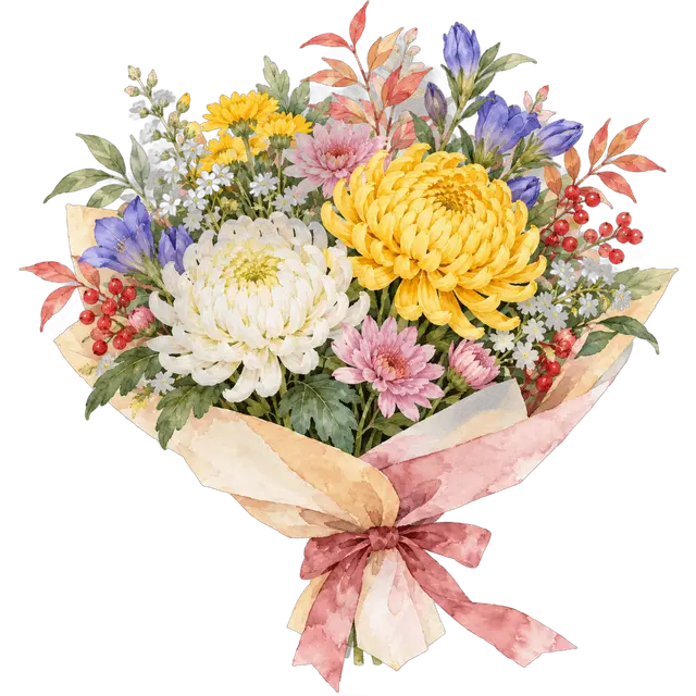 水彩の敬老会の花束