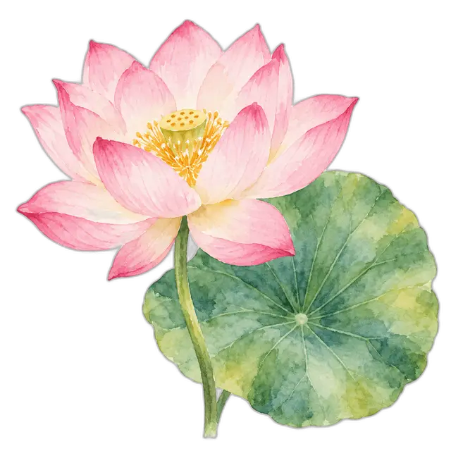水彩の蓮の花