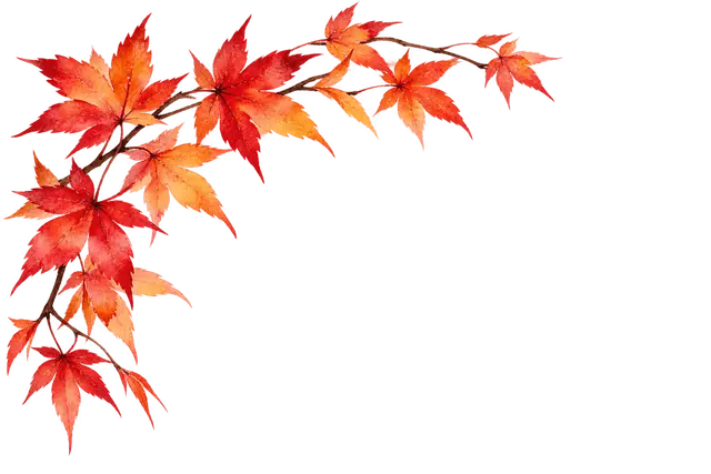 水彩の紅葉の角飾り